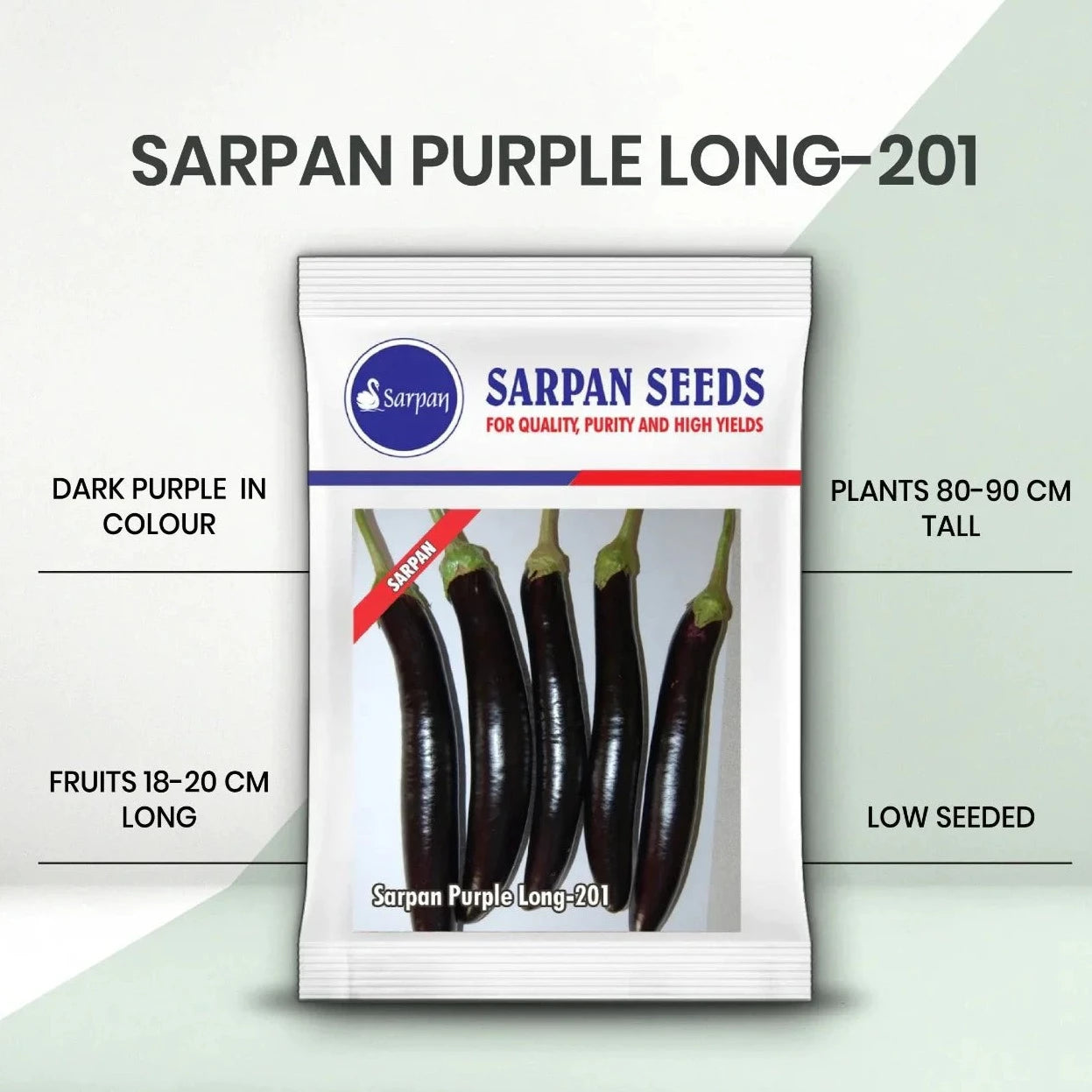 Sarpan Purple Long - 201 Brinjal Seeds | F1 Hybrid | Buy Online at Best Price